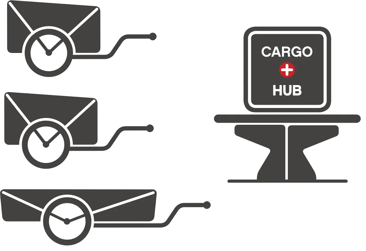 Drei polyroly mit SharePoint Cargo-Hub Icon
