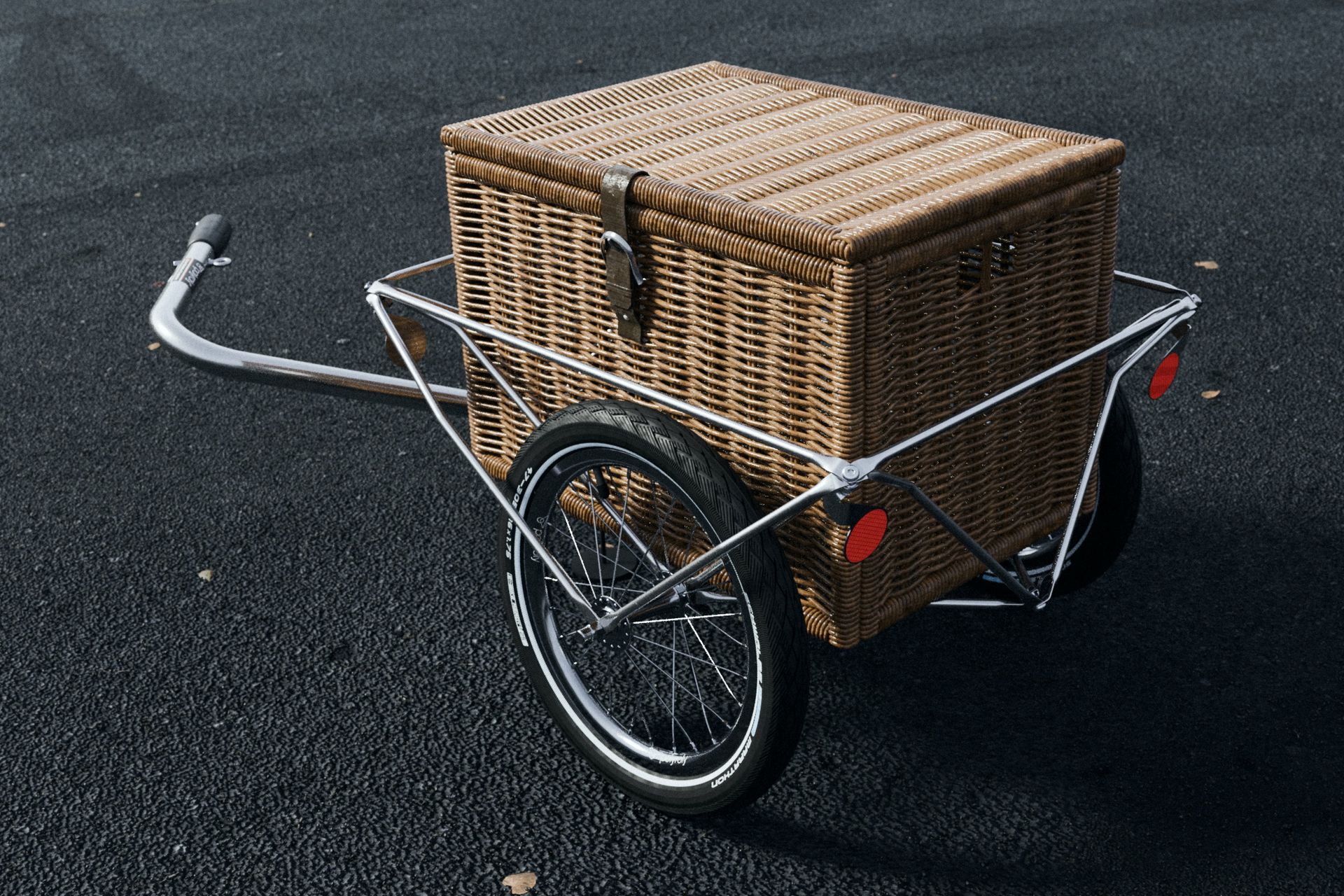 polyroly BOX 1.0 CAGE mit Korb aus dem Brockenhaus auf Asphalt