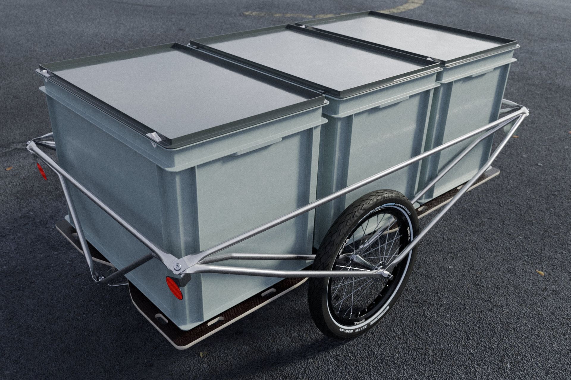 polyroly BOX 3.0 CONTAINER mit drei grossen Behältern auf Asphalt