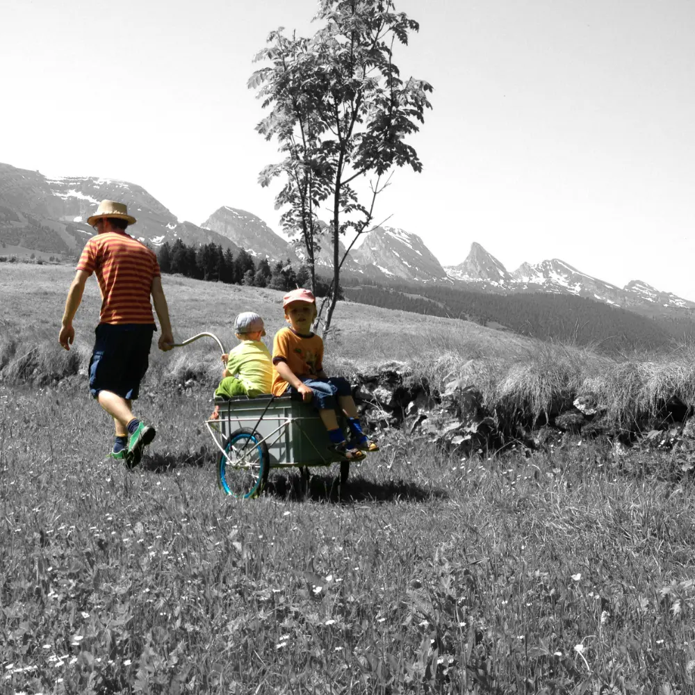 Ein Vorgänger des CLASSIC mit RAKO am Berg. Wer die Schweizer Bergwelt kennt, weiss sicher wo...