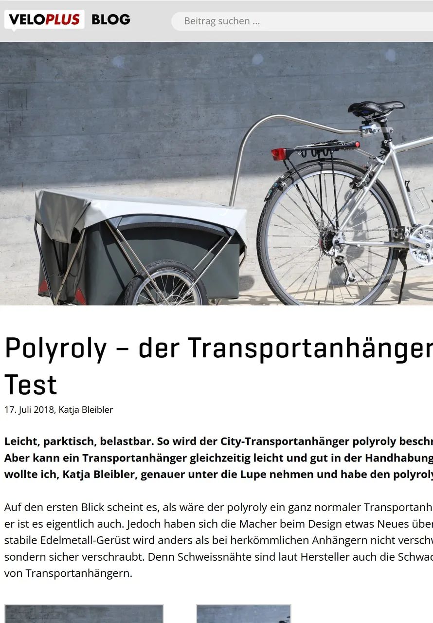 VELOPLUS —  der Transportanhänger im Test